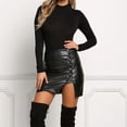 thumbnail image 5 of HJYCHN Stylish Women High-Waist Leather Mini Skirt Solid Color Bodycon Design for Party Wear and Daily Outfit Black L, 5 of 6