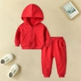 thumbnail image 2 of Mercatoo Newborn Infant Baby Girls Sweatshirts Solid Color Hoodies Tops Pants 2PCs Tracksuit Fall Winter Clothes Set, 2 of 5