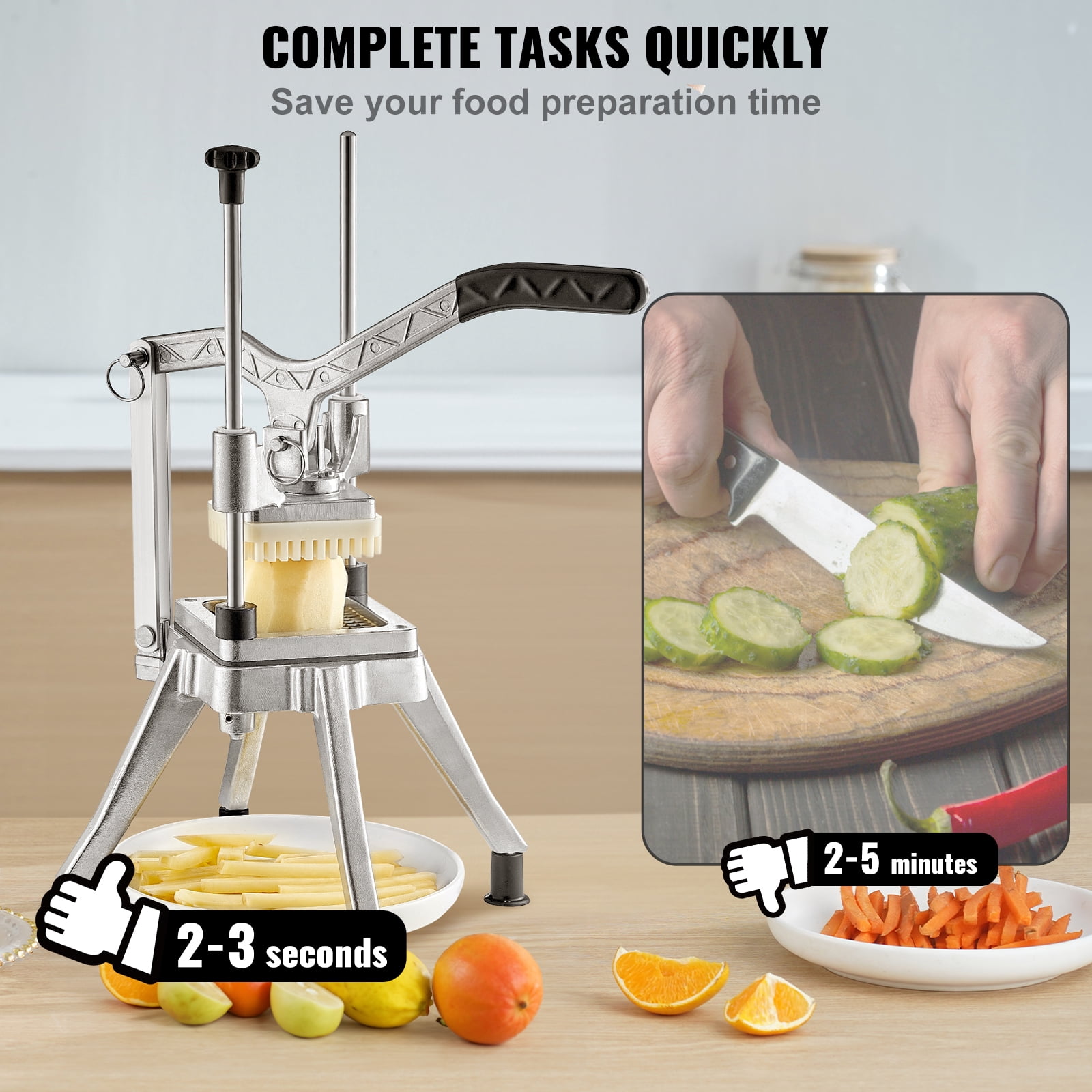 KFFKFF 1/4'' Vegetable Dicer Commercial Fruit Slicer Chopper French Fry Cutter
