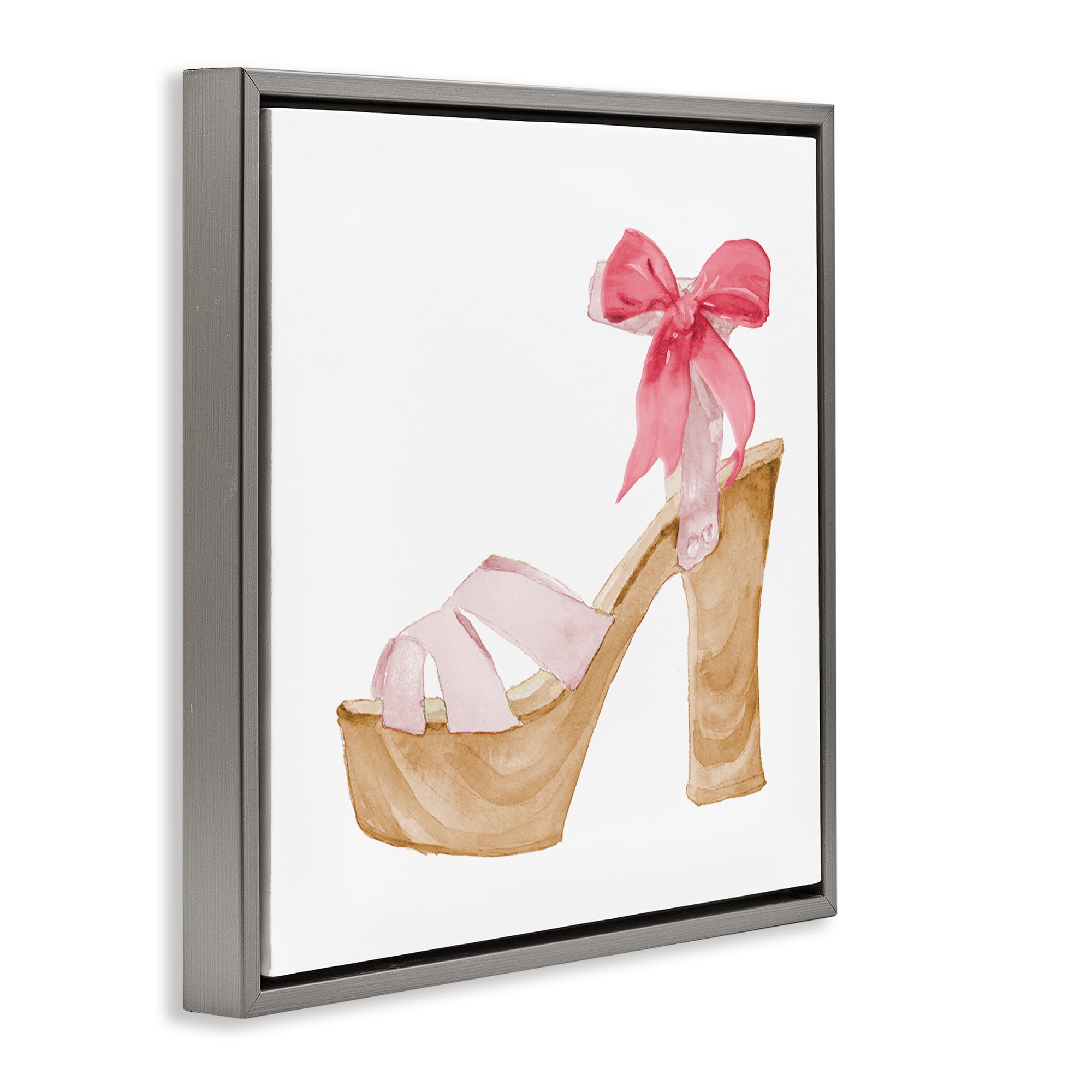 Stupell Industries Pool Party Summer Stiletto Fashion Painting Gray Floater Framed Canvas Art Print Wall Art, 18 x 18