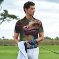 thumbnail image 2 of Kdxio Rainbow Scales Fantasy Dragon Print Men's Short Sleeve Polo Shirt,Midweight Men's Shirt-X-Large, 2 of 5