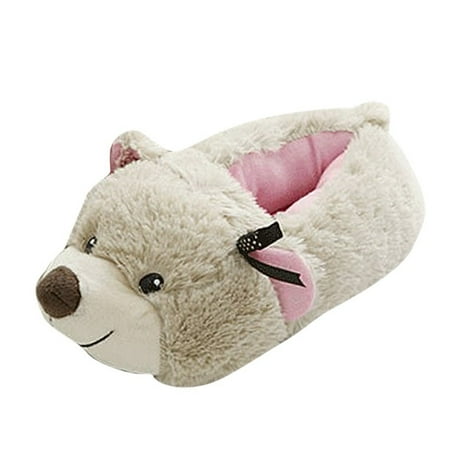 

uikmnh Women Slippers Couple Winter Soft Bear Cotton Slippers Cute Household Plush Cotton Shoes Brown 7.5