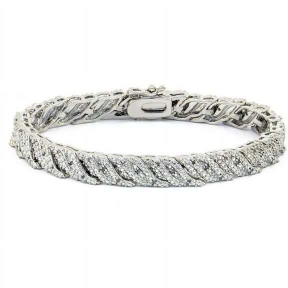 0.5 Carat T.W. Round White Diamond Rhodium-Plated Tennis Bracelet