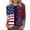 Black, variant on Women's Tops 4th of July 3/4 Sleeve T-Shirt Plus Size American Flag Printed Round Neck Loose Fit Patriotic Casual Blouse Tops S-5XL