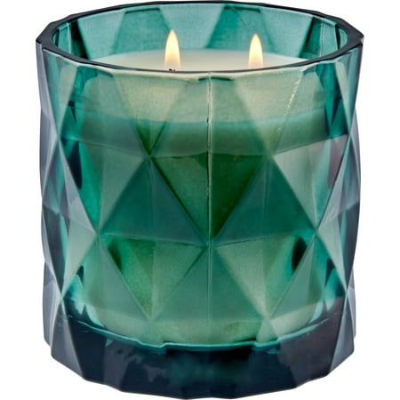 China Cashmere - Better Homes & Gardens Geometric Glass 2-wick Candle, Soft Cashmere Amber