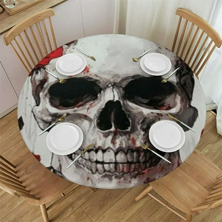 

Sheronv Skull Roses Round Table Cover Stain Resistant Washable Indoor Outdoor Tablecloth Kitchen Dining Wedding Parties 100% Polyester Fiber Great for Home Kitchen Holiday Dinner Fitted Outdoor 54 -58