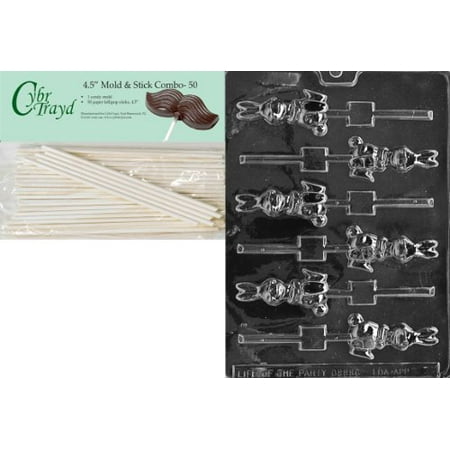 - Cybrtrayd Jumping Bunny Lolly Easter Chocolate Candy Mold with 50 4.5-Inch Lollipop Sticks