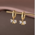 thumbnail image 4 of Sterling Silver CZ Bow Hoop Earrings for Women Teens Love Bow Hoop Earrings Huggie Valentines Day Earrings, 4 of 10