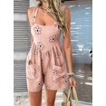 thumbnail image 6 of Women 2025 Summer Rompers Floral Boho Sleeveless Back Tie Flowy Short Jumpsuits Beach Outfits Pink M, 6 of 8