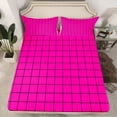 thumbnail image 2 of Homewish 3-Piece Vintage Plaid Sheet Set, Twin - Hot Pink Abstract Stripes, 2 of 7