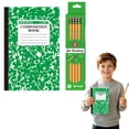 thumbnail image 2 of Writing Journal,Composition Notebook,Wide Ruled,A5 Notebook Paper,Sewn Notebook,A5 Notebook,Marble Colors Notebook,Green A5 Stitched Notebook With 30 Sheets (60 Pages) And 12 Sharpened Wooden Pencils, 2 of 9