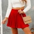 thumbnail image 2 of ShomPort Womens Elastic High Waist Pleated Ruffle Cute Mini Skirt Beach Flowy Casual Skirts, 2 of 4