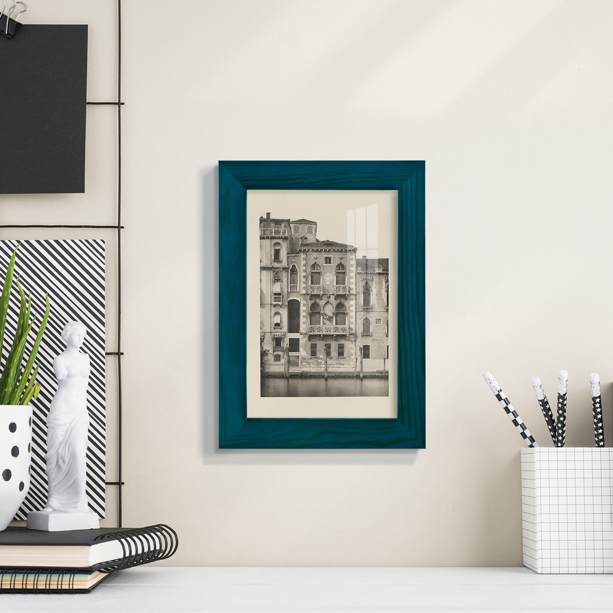 Vintage Views of Venice III - Framed Print w/glass - Ocean Blue