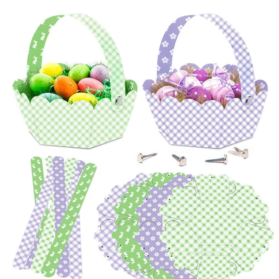 OUNONA 24-Piece Easter Bunny Baskets Set in Assorted Colors for Flower Arrangements, Storage, and Holiday Decor
