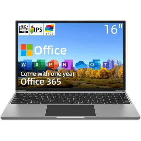 Jumper 16 Inch Windows 11 Laptop FHD IPS Display (1920x1200), 4GB DDR4 RAM 128GB SSD, Intel Celeron Quad Core CPU, Laptops with Office 365 1-Year Subscription Included, 4 Stereo Speakers, USB 3.0
