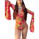 thumbnail image 4 of Conjunto de playa para mujer, top anudado de manga acampanada con braguita de cintura alta Conjunto de verano de 2 piezas, 4 of 5