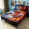 thumbnail image 2 of meiyoeat Fire Sports Balls Zipper Twin Comforter Sets with Fitted Sheet and 2 Pillowcases for Kids Boys, Ice Lightning Zipper Bedding Set for Bedroom, Red Blue, Black ReversibleB, 2 of 6