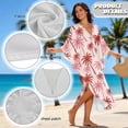 thumbnail image 6 of Xixirimido Red Palm Trees Print Womens Plus Size Kaftan Dress V Neck Batwing Sleeve Beach Cover Up Swimsuit Coverups Summer Lounge Caftan Dress, 6 of 7