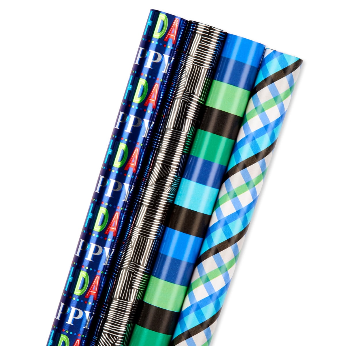 American Greetings Reversible Wrapping Paper, Plaid and Stripes, Durable Crafts, 4 Rolls (120 sq. ft)