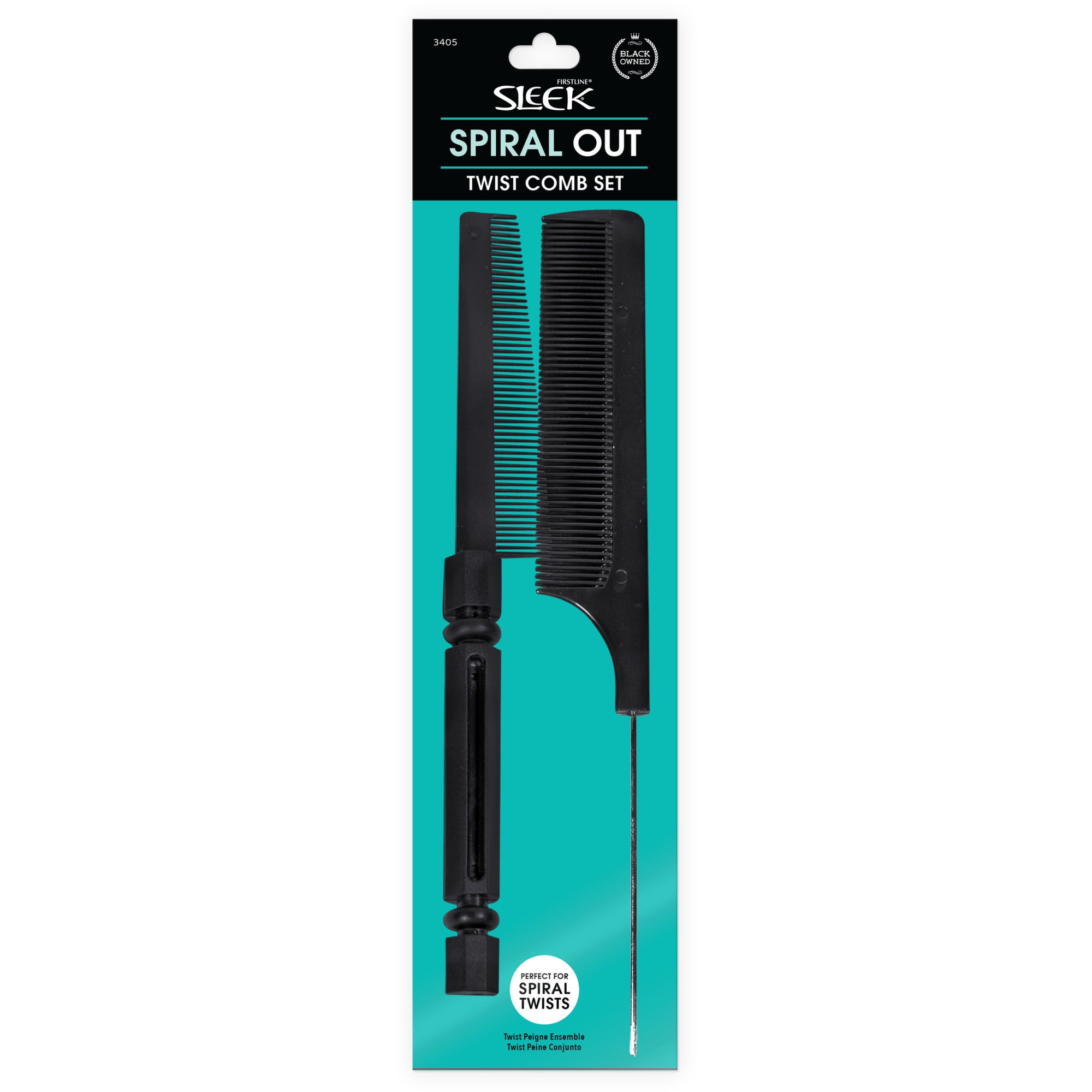 Sleek Twist Comb/Rat Tail Comb Set