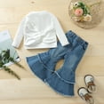 thumbnail image 2 of Sngxgn Girls 2 Piece Outfits Cute Crop Top Cargo Pants Trendy Clothing Sets(White,130), 2 of 9