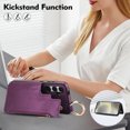 thumbnail image 4 of Wallet Case for Samsung Galaxy A35 with Shoulder Strap & RFID Blocking Card Slots Holder Kickstand & Finger Ring, Magnetic Flip Folio Zipper Purse Case, PU Leather Cover Handbag, Darkpurple, 4 of 8