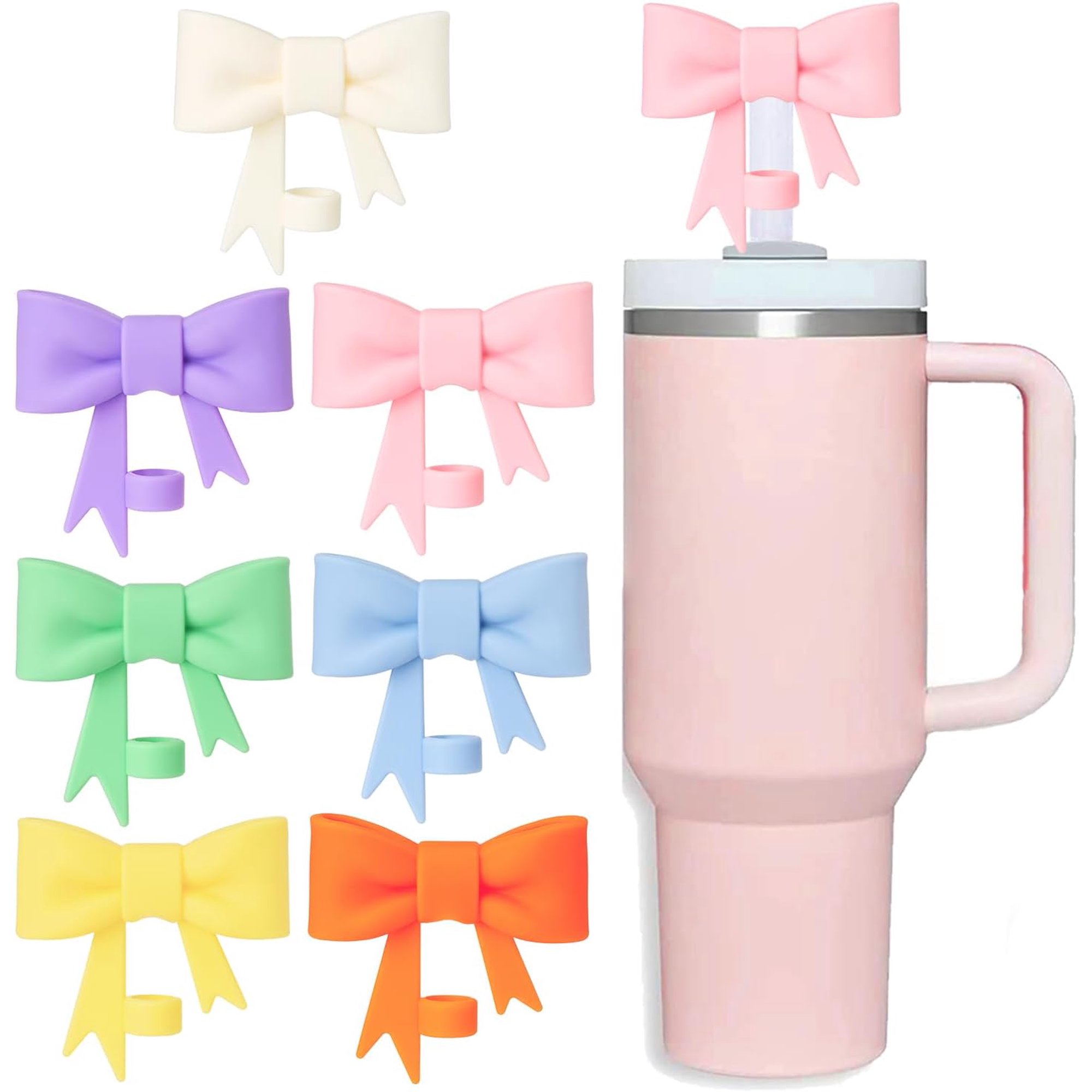 Pink Heart Silicone Straw Topper Cover For Stanley 30oz & 40oz Tumblers | Splash Proof Reusable Dust Cap