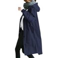thumbnail image 3 of Chubasquero para mujer, chaqueta cortavientos, informal, holgado, con bolsillos y botones, con capucha, resistente al viento, impermeable para senderismo al aire libre, 3 of 5