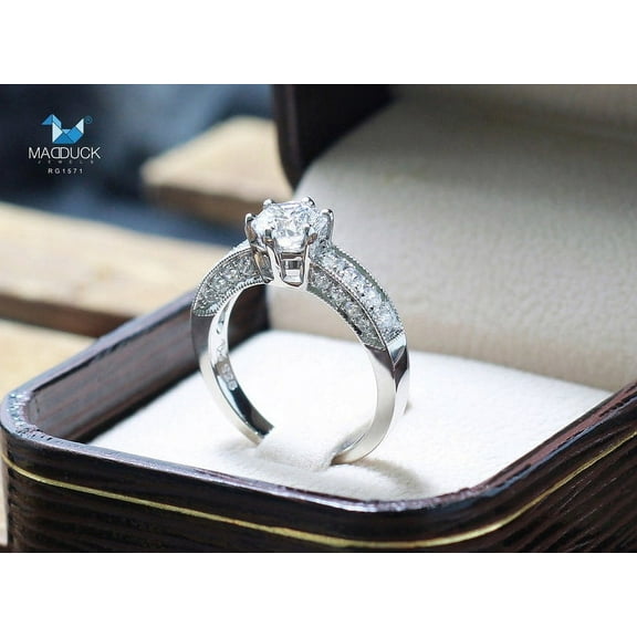 1.00 Cts Cubic Zirconia / Sterling Silver 925 Ring / Rhodium plated Nickel-Free / MadDuckJewels RG1571 / Thailand Jewelry