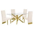 thumbnail image 1 of 63"x 39" Rectangular Clear Glass 5pc Dining Set with Gold Stainless Steel, 1 of 5