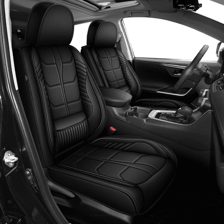 HQBQBUG Seat Covers Fit for Hyundai Venue 2020-2025 Waterproof Leather Car Seat Protector Anti-Slip Auto Interior Accessories(2 Seats Black)