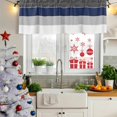 thumbnail image 6 of Navy Blue Grey Striped Valances for Windows, Decorative Rod Pocket Window Valance Curtains, Farmhouse Modern Short Curtain Drapes for Kitchen/Bathroom/Living Room, 2 Panels, 60" W x 18" L, 6 of 8