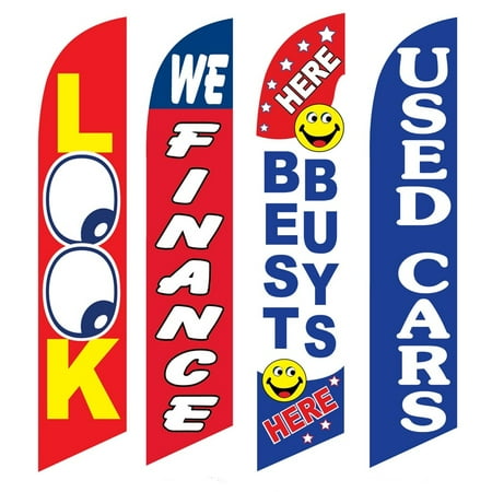 4 Advertising Swooper Flags Look We Finance Best Buys Here Used Cars