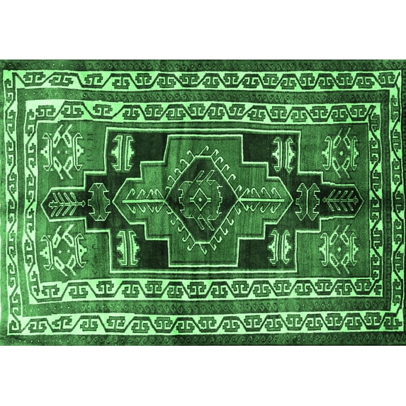 Ahgly Company Indoor Rectangle Persian Emerald Green Traditional Area Rugs, 8' x 12'