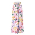 thumbnail image 3 of YDKZYMD Womens Athletic Pants Wide Leg Floral Elastic Boho Palazzo Trousers Drawstring Ruffle Beach Summer with Pocket Petite Pants Plus Size Comfy Loose Casual Pants Pink XL, 3 of 4