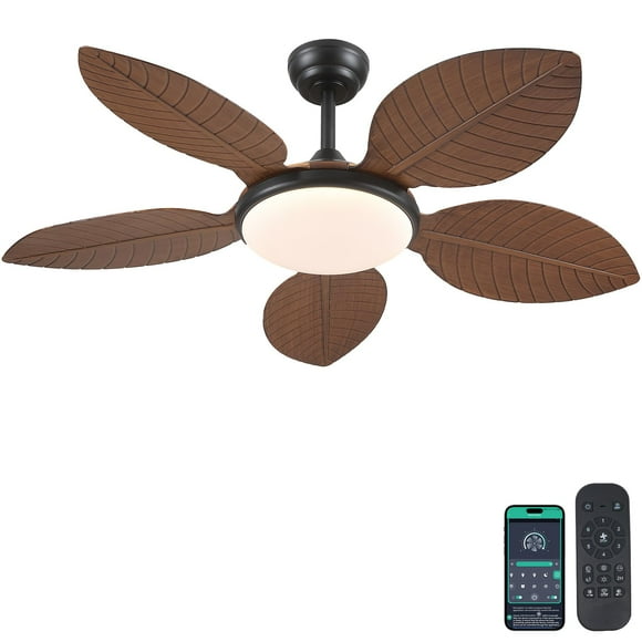 Ventilador de techo Wiviniya Tropical de 48 pulgadas con luces y control remoto