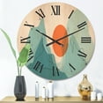 thumbnail image 2 of Designart 'Abstract Blue Mountains With Red Moon I' Modern Wood Wall Clock, 2 of 5