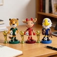 thumbnail image 5 of Decorr Soccer Mascot Desktop Figurine, 3D Collectible Figures with Trophy Accessory, Authentic Team Themed Desktop Decor for Soccer Fans & Collectors, 4.7×6.7" (Green), 5 of 6