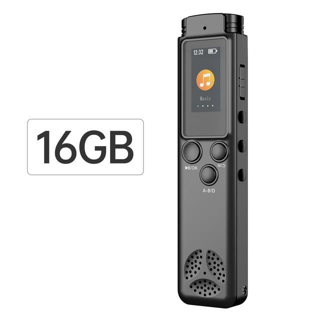 TFixol K96 Digital Voice Recorder with 16GB Memory, 0.96" Color TFT Screen, 1536kbps Recording, Voice Activation, Password Protection, and Built-in Rechargeable Battery.