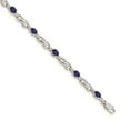 thumbnail image 1 of Real 14kt White Gold Diamond and Sapphire Chain Bracelet; 7.25 inch; Lobster Clasp; for Adults and Teens; for Women and Men, 1 of 2