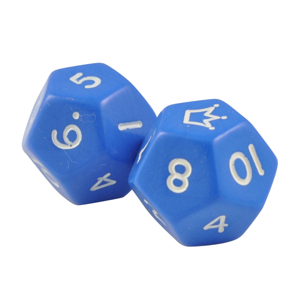 Pack of 10-8mm Dice Blue Square Corner Opaque White Spots Organza Bag 