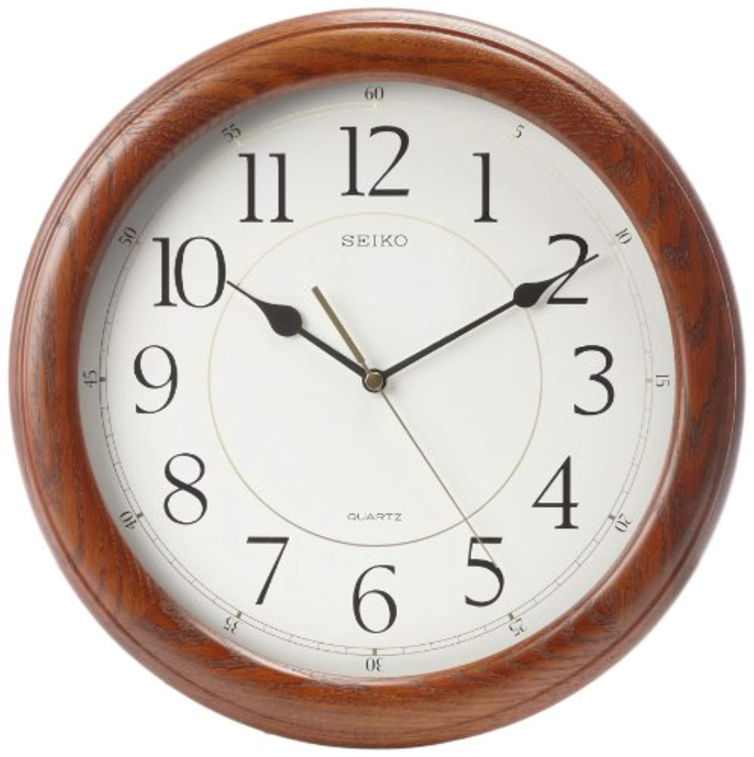 Seiko Wall Clock Quiet Sweep Second Hand Dark Brown Solid Oak Case Seiko Wall Clock Quiet Sweep Second Hand Dark Brown Solid Oak Case