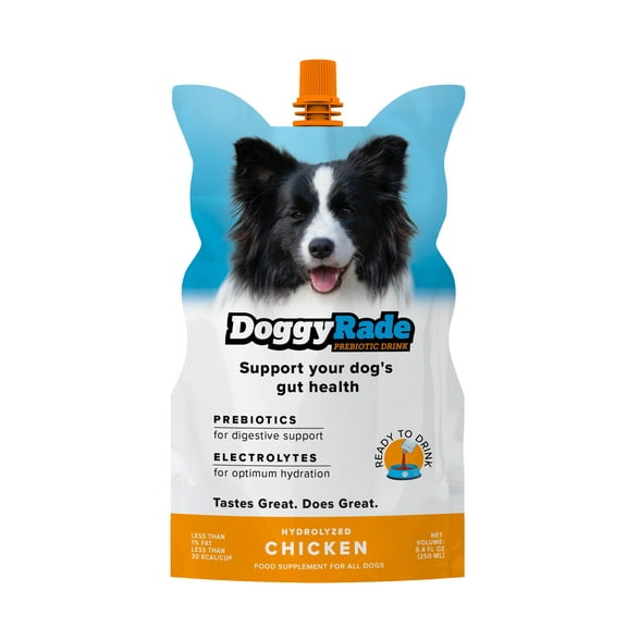 DoggyRade Prebiotic Drink for Dogs/Healthy/Electrolytes, Amino Acids & Nutrients/Low-Calorie & Low-Fat/10 Pack (10 x 8.4 fl oz)