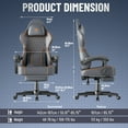 thumbnail image 5 of Luxvie PU Leather Gaming Chair with Footrest High Back Ergonomic Office Gamer Chair with Headrest and Massage Lumbar Cushion Racing Comfortable Computer Video Game Chair for Adults, Dark Grey, 5 of 11