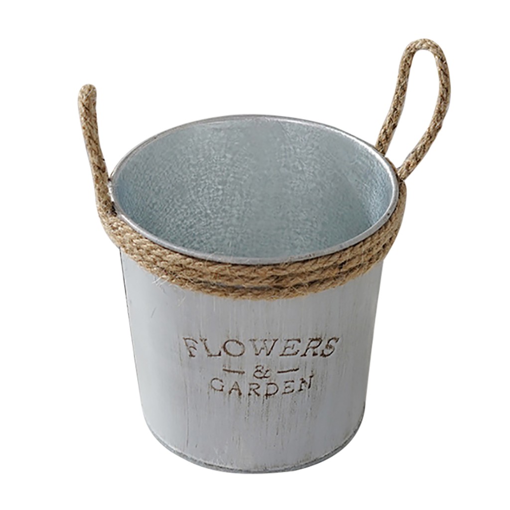 Metal Keg Flower Pot Hanging Balcony Garden Planter Decor Pot