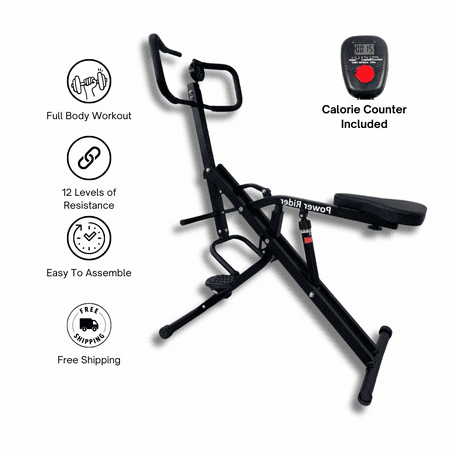 Total Crunch Power Rider Abdominal Core Trainer and Glutes Squat Exerciser - Cardio and Crunch Workout Machine for Home Gym Horse Riding Exercise