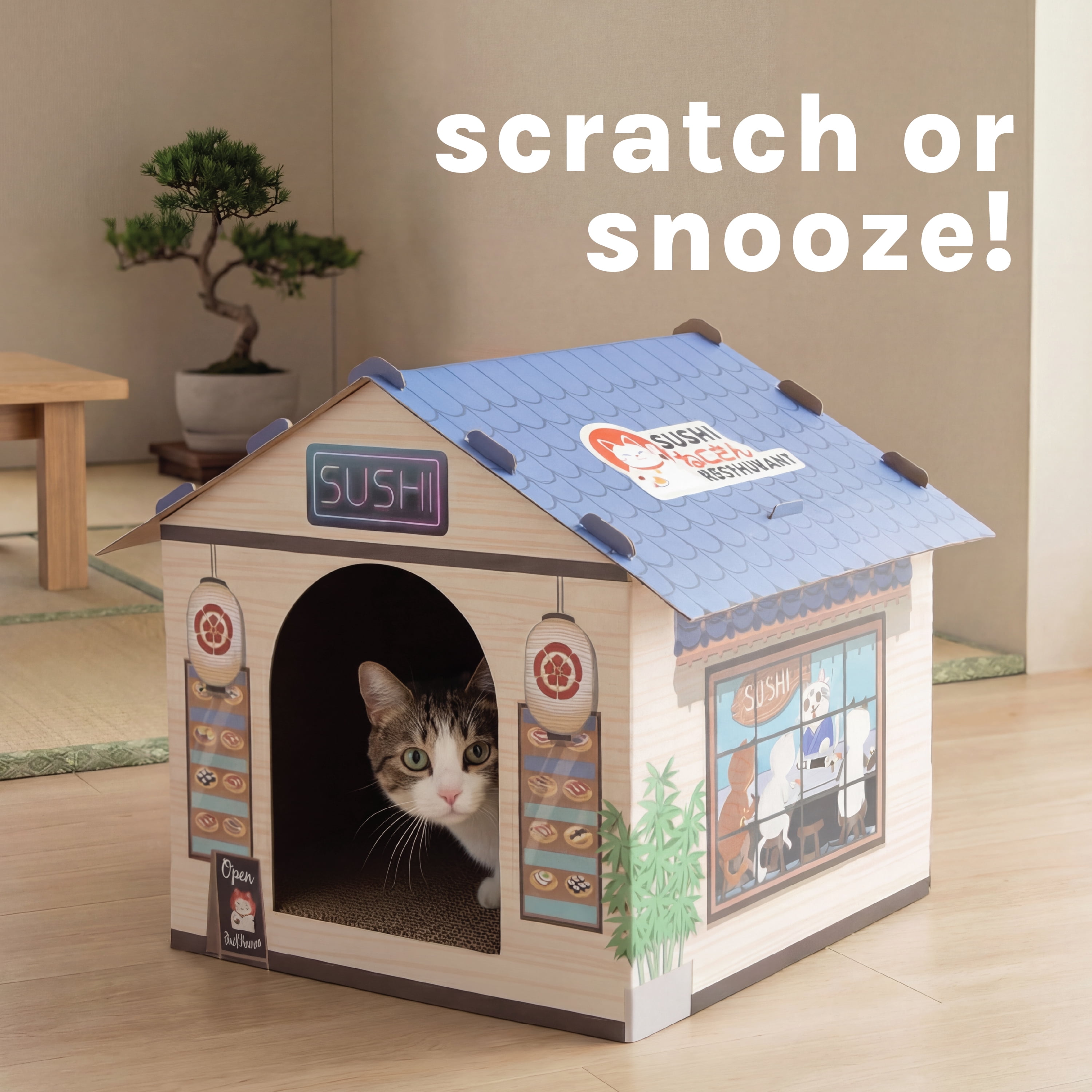 Kitty City Corrugated Cat Sushi Restaurant Scratch House