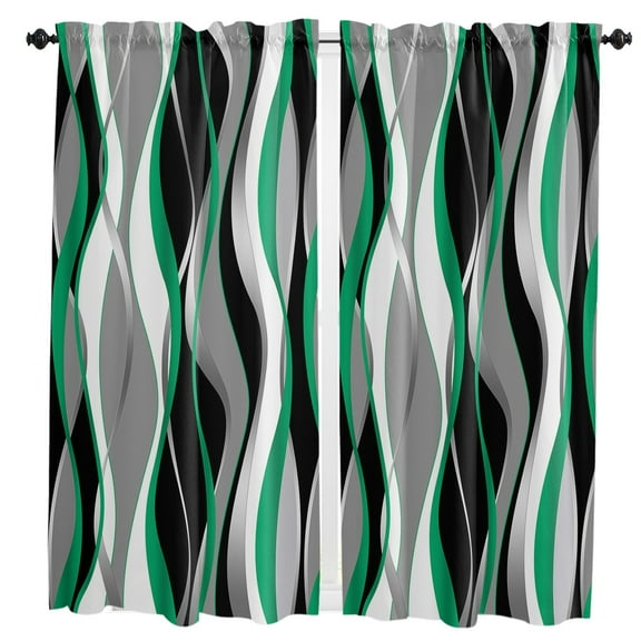 Line Gradient Emerald Green Curtain Home ration Living Room Short Curtains Window Treatments For Kitchen Bedroom