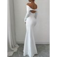 thumbnail image 4 of LWavelet Womens Off Shoulder Long Sleeve Bodycon Maxi Dress Evening Formal Party Dress White S, 4 of 5