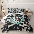 thumbnail image 2 of Feelyou Brown Cowhide Initial S Quilt King for Women Girls, Turquoise Western Plaid King Coverlet Set, 3 Pieces, 2 of 7